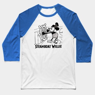 Steamboat Willie Nostalgia - Vintage Animation Print Baseball T-Shirt